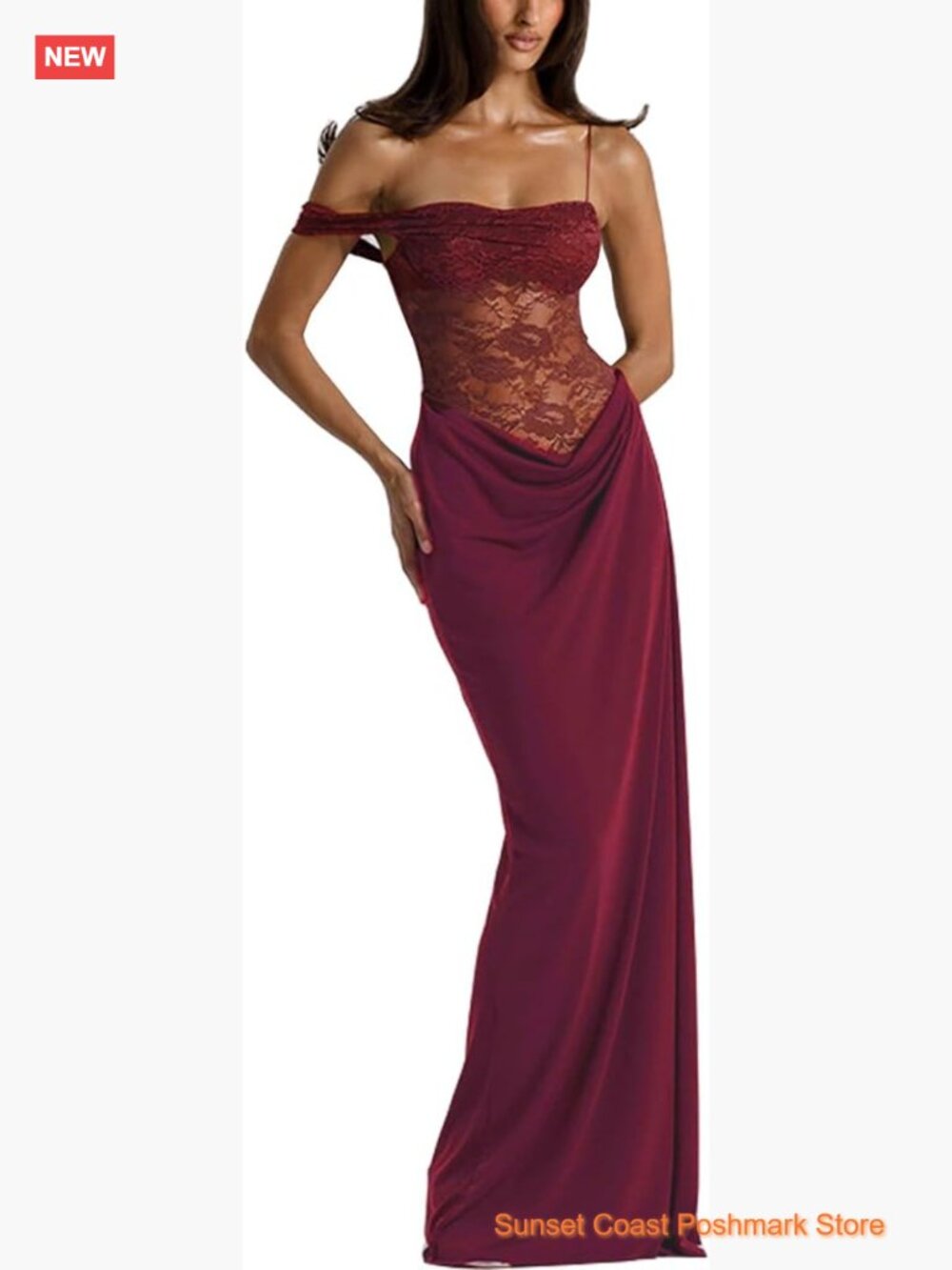 Sexy Lace Maxi Dress High Split Spaghetti Strap Backless Wedding Guest Cocktail